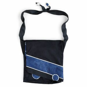 J. Ward Leather Crossbody Messenger Bag Artsy Blue Geometric Print Shoulder Bag